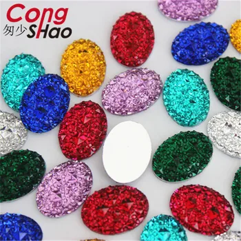 Cong Shao 100pcs 13*18mm Oval Form Harpiks Rhinestone stones Crystal Fladskærms Tilbage Perler For Tøj Dekoration Håndværk DIY CS600