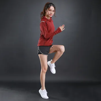 Kvinder, der Kører T-Shirts Fitness trænings-og Lange Ærmer sweatshirts Hurtig Tør Uddannelse Åndbar Hood Sports Yoga Tøj