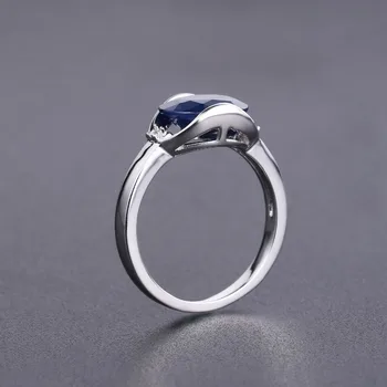 PERLE ' S BALLET Nye 3.24 Ct Naturlige Blå Safir Ringe Ægte 925 Sterling Sølv Klassisk Oval Ring For Kvinder Jubilæum Fine Gave