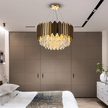 Moderne krystal lysekrone til stue guld rustfrit stål cristal lampe soveværelse, spisestue indretning hængende kampprogram