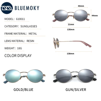 BLUEMOKY Legering af 90'erne Runde Polariserede Solbriller Kvinder Udendørs Kørsel UV400 Shades Brillerne Belægning Spejl Anti-Blænding Sol Briller