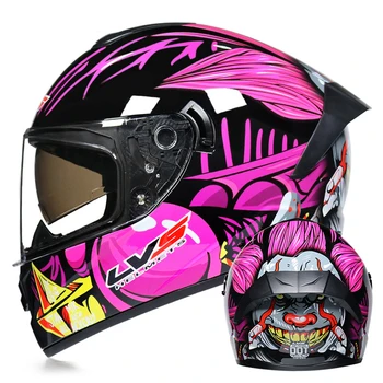 Pink Motorcykel Hjelm Full Face-Moto Hjelme Dobbelt Visir Racing Motocross-Hjelm Casco Hjelm, Motorcykel Capacete DOT Godkendt