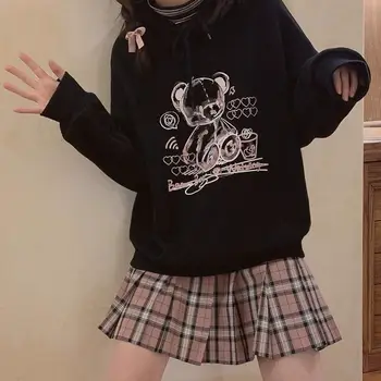 Korea Ulzzang Bære søde Kvinder hættetrøjer sweatshirts Løs Hip Hop Streetwear Toppe Vintage Casual Punk Harajuku Nye Kvinder Tøj