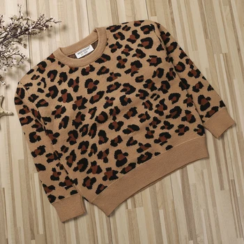2020 Spædbarn Baby Piger, Drenge Tøj, Lange Ærmer Pullover Sweater Leopard Runde Krave Strik Børn Falder Tøj Sæt 1-6T