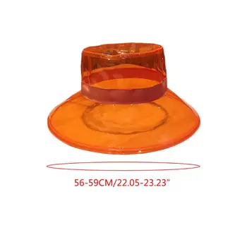 Unisex PVC Transparent Bucket Hat Lyst Jelly Wide Brim Vandtæt Regn hat 83XF