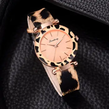 Mode Ure Til Kvinder, Montre Femme Leopard Print Læder Analog Quartz Ur Damer Armbåndsur Reloj Mujer Zegarek Damski