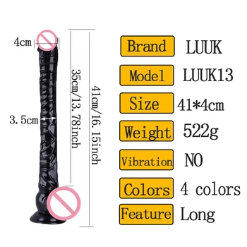 LUUK Super Lang 40cm Dildo sugekop Bløde Pik Uregelmæssige Stribe stimulere Massage Vaginal Onani Kvinde Realistisk Penis