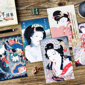 30 ark/Sæt Japansk Pige Postkort /Lykønskningskort/Besked Kort/Jul og nytår, gaver, Kort,