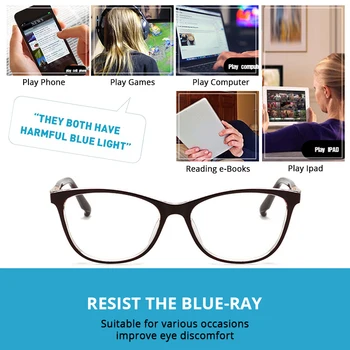 Pro Acme Blå Lys Blokering Briller til Kvinder Hipster Cat Eye Computer Gaming Briller Bluelight Briller Hun Unge PC1653