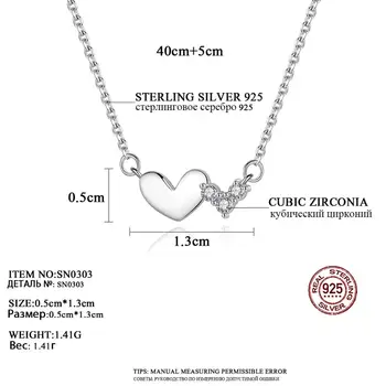 CZCITY Ægte 925 Sterling Sølv Hjerte Vedhæng Halskæder til Kvinder, Bryllup, Engagement Fine Smykker i Sølv Collier Femme SN0303