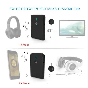Lav latency 5.0 Bluetooth-Sender-Modtager 2-I-1 Audio Trådløse Adapter Til Bilen, TV på PC Højttaler Hovedtelefoner 3,5 MM Aux-Stik