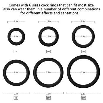 6 Størrelsen Silikone Penis Ring Sex Legetøj til Mænd Mandlige Masturbator Cock Ring Forsinkelse Sædafgang Voksen Etroic Legetøj Sex Shop for Par