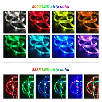 Vandtæt Bluetooth-RGB LED Strip strip 5050 2835 LED Lys 5m 10m Luz LED Fleksibel med fjernbetjening jul controller 15m 20m