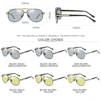 CoolPandas Design Pilot Solbriller Mænd Kvinder Fotokromisk Ændre Farve Linse Unisex Polariseret Kørsel Briller UV Beskyttelse