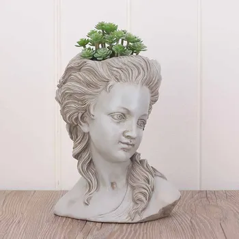 Store sukkulent plante, urtepotter hovedet af elegante græske gudinde bonsai planter haven pot harpiks håndværk hjem desktop indretning