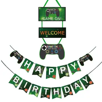 Tillykke Med Fødselsdagen Dekoration Spil Tema Fødselsdag Banner Elektroniske Spil Banner Garland Første Fødselsdag Dreng Festartikler