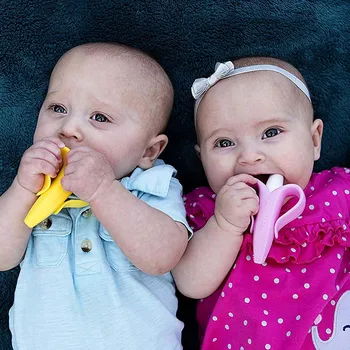 Silikone Banan Baby Bidering Spædbarn Tygge Miljømæssigt Gave Baby Safe BPA Gratis Baby Begyndervanskeligheder Børn Bidering med pakke