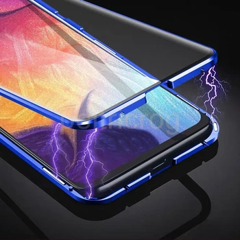 Magnetisk Metal Case Til Samsung Galaxy Note 20 Ultra 10 Pro 9 8 S10 S9 S8 S20 Plus A10 A50 A51 A70 A71 Dobbelt Side Glas Cover
