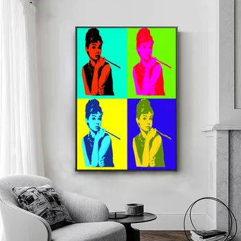 Farverige Ananas Olie Maleri, der er Trykt på Lærred Andy Warhol Kunst Plakat Audrey Hepburn Væg Billeder for at Stue Indretning