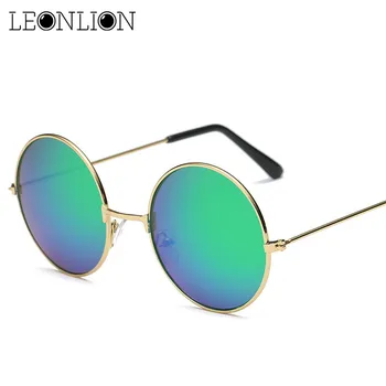 LeonLion 2021 Runde Metal Solbriller Kvinder Candy Color Classic Retro Rainbow Sol Briller Mænd Oculos De Sol Masculino UV400