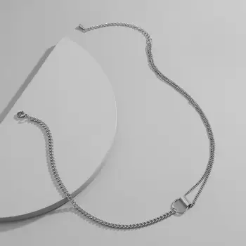Lacteo Enkle Minimalistiske Rustfrit Stål Dobbelt lag Kæde Choker Halskæde Mode Cirkel Spænde Smykker til Mænd og Kvinder Gave