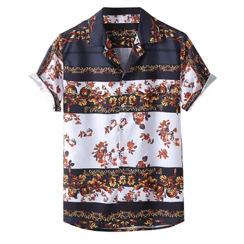 KLV korte ærmer mandlige shirt Polyester mænds bluse Sommer tunika Skjorter til mænd Casual Trykte Shirts Top Bluse Drop shipping CSV