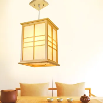 Artpad i Japansk Stil med Træ-Pendel E27 for Restaurant Og Butik Naturlige Enkel Indretning Hængende Kampprogram