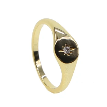 Guld Fyldt geometriske cz stjerne ring europæiske kvinder, damer enkle fine måne, stjerne smykker 2019 drop shipping fabrik billige ring