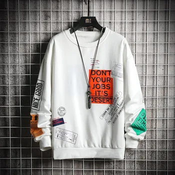 KKSKY Crewneck Print Hoodie Sweatshirts Mænd Streetwear og Hiphop-Hvid 2020 Vinter Herre Hættetrøjer Overdimensionerede Harajuku Japansk Homme
