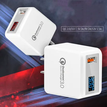 QC3.0 Mobiltelefon Oplader Smart USB Oplader 5V/3A 9V/2A 12 V/1,5 A Digital Display, Hurtig Opladning Oplader til Huawei-Telefoner