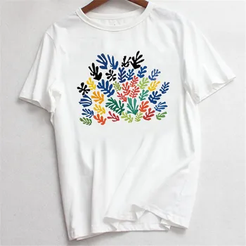 Kvindelige T-Shirts Harajuku Kawaii Tøj 2020 Kvinder T-shirts Mode Matisse Kunst Print Toppe, t-shirts Sommer O-hals dame t-Top