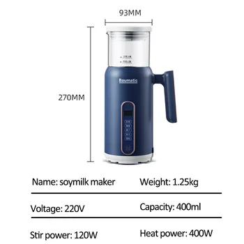 Sojamælk Maker Machine Multifunktionelle Elektrisk Saftpresser, Blender Automatisk Varme Soya Bean Mælk, Ris, Pasta Maker Gratis-filter 400ml