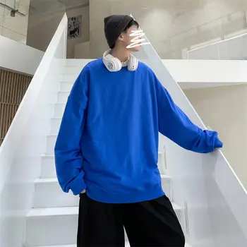 2020 (Forår Og Efterår) Ny Ungdom Populære koreanske Ren Farve Enkle Tynde Sweatshirt Mode Afslappet Rund Hals Pullover M-2XL