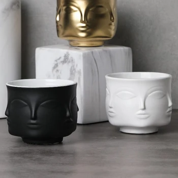 Nordisk Keramik Ansigt Multi-sidet Flower Pot Vase Blomst Ware Home Decor Ornamenter Vaser Opbevaring Blomst Hjem Dekoration