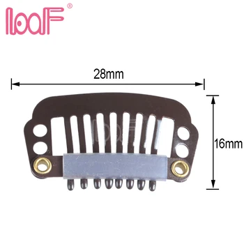 LOOF 100pcs 28mm 8teeth parykker Klip med silikone tilbage til Hår Extensions, tilbehør 3 farver til rådighed