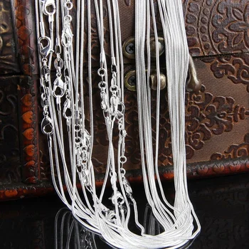 10stk/masse Kampagne! engroshandel sølv forgyldt halskæde, mode smykker Slange Kæde 1mm Halskæde 16 18 20 22 24