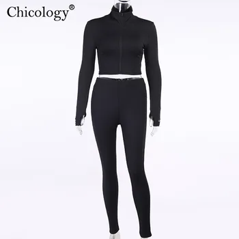 Chicology 2020 mode 2 to stykke matchende sæt kvinder sexet med lange ærmer udstyr vinteren falder tøj lounge wear kvindelige streetwear