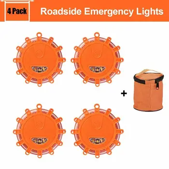 4stk Bil Auto LED Road Nødblus Emergency Disken Sikkerhed Lys, der Blinker Vejene Beacon Advarsel Stærke Magnetiske sikkerhedsbarriere Lampe