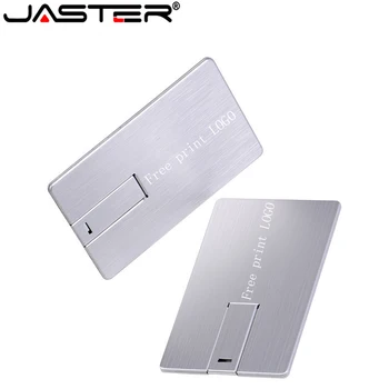 JASTER USB Flash Drive 4GB 16GB, 32GB, 64GB Metal Kortet Pendrive Business Gave Stick Kredit Pen Drive(5PCS brugerdefinerede LOGO)