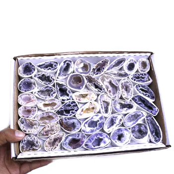 Engros naturlige agat geode krystal i boksen til hjemmet indretning