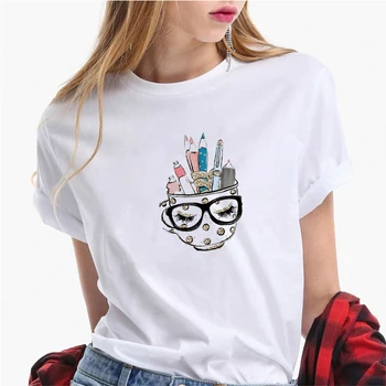 LUSLOS Superhelt Sygeplejerske Udskrive Tegneserie T-Shirt Kvinder kortærmet Sommer Casual Hvide T-shirts Kvindelige t-Shirts Streetwear Toppe