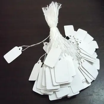 Pandahall 500pcs Pris Tags Rektangel Hvide Papir Tags Kammusling Hoved Label Bagage Bryllup Bemærk DIY Tom Pris Hænge Gave Tag