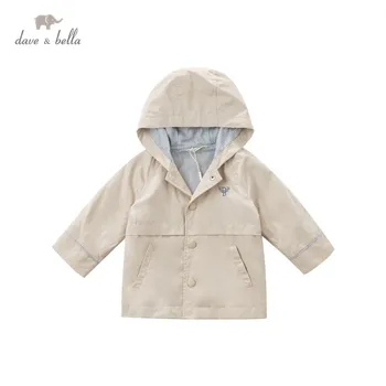 DB16727 dave bella foråret baby drenge mode brev lommer hooded coat børn toppe spædbarn barn overtøj