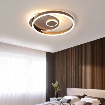 Moderne Led-Rund Ring Loft Lys Brun Guld, Metal Lampe med Akryl Lampeskærm Dæmpbar Belysning til Køkken Soveværelse Badeværelse