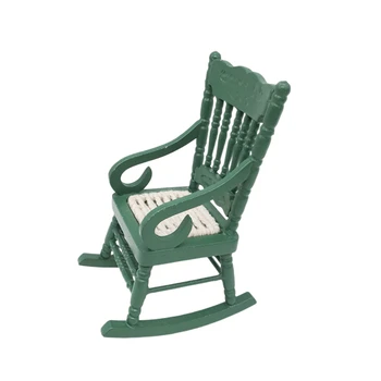 Møbler, Legetøj Mini Stol Miniature Træ-Rocking Chair med Armlæn til Dukkehus