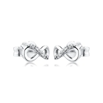 Ægte 925 Sterling Sølv Mousserende Infinity-Stud Øreringe til Kvinder Øre Fashion Statement Smykker Brincos 2020 Ny
