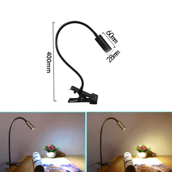 3W LED-Lys Clip-on Fleksibel Læsning Bed Lampe Tabel bordlampe Bog Desktop Bed Lampe Belysning sengebelysning