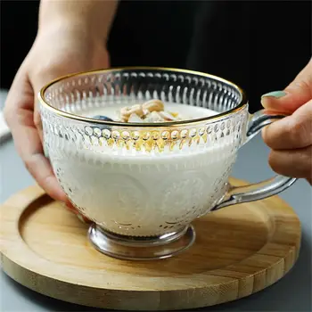 Gennemsigtig Kreative Glas Kaffe Te Krus Dessert Morgenmad Mælk Med Håndtag Husstand Drinkware
