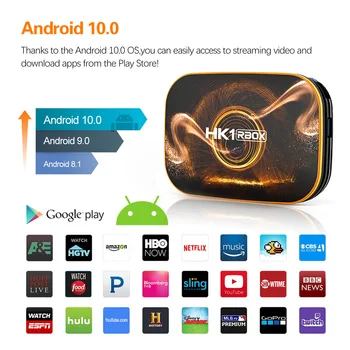 Smart TV-Boksen HK1 RBOX Android 10 Rockchip RK3318 4GB 64GB 1080P H. 265 5G Wifi 4K Google-Afspiller Butik, Netflix, Youtube, Set-Top-Boks