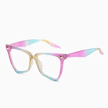 Luksus Mærke Skinnende Rainbow Briller Ramme Klar Linse Kvinder Mode-Cat Eye Briller Ramme For Kvindelige Nærsynethed Briller Ramme
